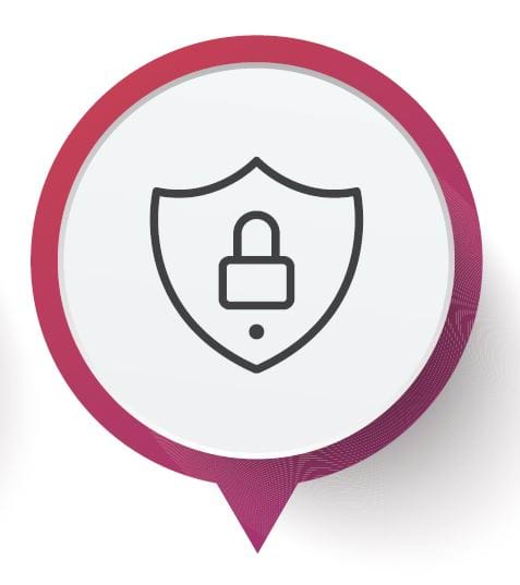 Icon of lock inside of a privacy shield